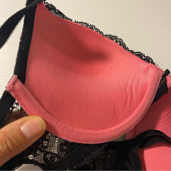 Victoria’s Secret Dream Angels push up Black pink Lace sexy Bra 34C - Picture 6 of 10